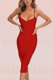 Lilideco-Blanche Bandage Midi Dress - Lipstick Red