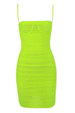 Lilideco-Cassie Bodycon Wrap Mini Dress - Neon Green