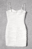 Lilideco-Cassie Bodycon Wrap Mini Dress - Pearl White