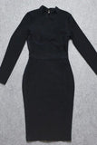 Lilideco-Dee Long Sleeve Bandage Dress - Classic Black