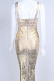 Lilideco-Heidi Bandage Midi Dress - Gold