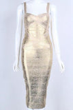 Lilideco-Heidi Bandage Midi Dress - Gold