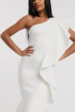 Lilideco-Vera Bandage Midi Dress - Pearl White
