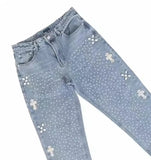 Lilideco Retro Rhinestone Sequin Jeans Y2K Clothes Men Women Gothic Hip Hop Retro Blue Jeans Fashion Casual Wide Leg Trousers Streetwear