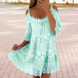 Lilideco Fashion Casual Lace Solid Color Sexy Bohemian Beach Dress