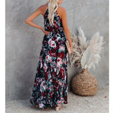 Lilideco Trendy Bohemian Sleeveless Elegant Holiday Print MaxiWedding Guest Dress