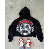 Lilideco 2024 American Loose Hoodie Big Head Cartoon Print Oversized Pullover Sweatshirt Women Men Couple Fashion Street Wear ins