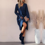 Lilideco New Women's Solid Color Hollow Long Sleeve Dress