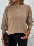 Lilideco  Knitted Twist Long Sleeves Solid Color Round-Neck Sweater Tops