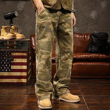 Lilideco Vintage Multi-pocket Camouflage Cargo Pants For Men High Street Y2k Loose Straight Trousers Spring Autumn Washed Denim Jeans