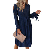 Lilideco New Women's Solid Color Hollow Long Sleeve Dress