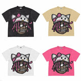 Lilideco Streetwear T Shirt Y2K Clothes Men Women Gothic Cartoon Anime Graphic Print Oversized TShirt Round Neck Cotton Short Sleeve Tops