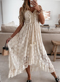 Lilideco Lace Tassel V Neck Party Elegant Hollow Sleeveless Off Shoulder Maxi Dress