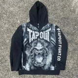 Lilideco Streetwear Tapout Zipper Hoodie Y2K Retro Hip Hop Letter Print Oversized Black Hoodie Sweatshirt Mens Womens Rock Gothic Jacket