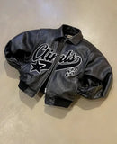 Lilideco Jackets Y2K Coats Mens Hip Hop Leather Retro Embroidery Jacket Motorcycle Wear Leather Zipper Jacket Coat Streetwear