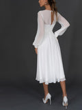 Lilideco White Chiffon Long Sleeve Dress