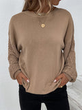 Lilideco  Knitted Twist Long Sleeves Solid Color Round-Neck Sweater Tops