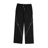 Lilideco High-end niche structural design pants women's fashion zipper slit micro-launched trousers drooping straight casual pants women