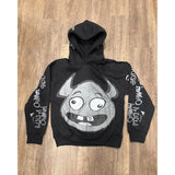 Lilideco Gothic spoof little devil pattern printed versatile autumn and winter hoodies for women Y2K oversized trendy fashion sweatshirts