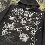 Lilideco Dark gothic punk skull letter print design oversized hoodie men's y2k baggy hip hop street zipper cardigan new sweatshirts