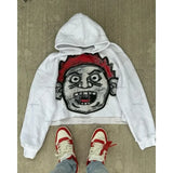 Lilideco 2024 American Loose Hoodie Big Head Cartoon Print Oversized Pullover Sweatshirt Women Men Couple Fashion Street Wear ins