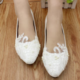 shoes Lace White Wedding Shoes Flat plus Size Bridal Shoes Bridesmaid Shoes Low-Cut Pu Women's Shoes Factory Supply