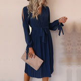 Lilideco New Women's Solid Color Hollow Long Sleeve Dress