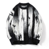 Lilideco Ink Graffiti Collision Color Sweater Men Autumn Winterr Warm Thick Knitting Tops Hip Hop Loose Knitwear Y2K Pullover Streetwear