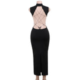 Lilideco valentines day outfits Sexy Backless Butterfly Bandage Bodycon Maxi Dress Women Turtleneck Sleeveless Black Party Club Long Coquette Dresses Y2K Chic