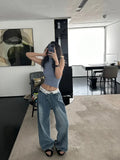 Lilideco Perschat Y2k American Retro Jeans 2024 Summer Women New Flipped Fashion Design Instagram Wide Leg Loose Street Casual Straight Leg Pants