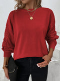 Lilideco  Knitted Twist Long Sleeves Solid Color Round-Neck Sweater Tops