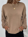 Lilideco  Knitted Twist Long Sleeves Solid Color Round-Neck Sweater Tops