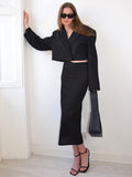 Lilideco Outfit Fashion Autumn/Winter Suit Women Set Long Sleeve Jacket Coat Button Top Mid length Skirt Skirt Two Piece Party Formal