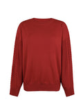 Lilideco  Knitted Twist Long Sleeves Solid Color Round-Neck Sweater Tops