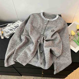 Lilideco valentines day outfits Gray Sequin Knit Sweater Top Elegant Cozy Coat Long Sleeve Cardigan Coat Autumn Korean Style Women's Clothing New Outerwears Y2K