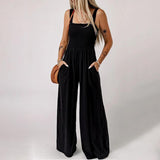 Lilideco Sleeveless Tube Top Work Pants Women's Sexy Vest Casual Bell Bm Jumpsuit Loose Wide Leg Solid Color Flowy Rompers