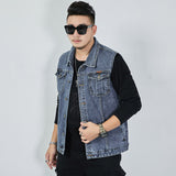 Lilideco Streetwear Men Oversized Denim Vest Sleeveless Turndown Collar Big Pocket Jacket Spring Autumn Fashion Vintage Loose Tank Tops