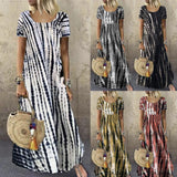 Lilideco Fashion Tank Top Casual O Neck Tie Dye Big Swing Maxi Dress