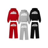 Lilideco American retro hoodie, sweatshirt, trousers suit, personalized trendy men's and women's letter printed high street two-piece set