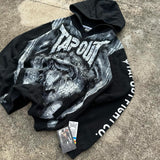 Lilideco Streetwear Tapout Zipper Hoodie Y2K Retro Hip Hop Letter Print Oversized Black Hoodie Sweatshirt Mens Womens Rock Gothic Jacket