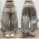 Lilideco High street popular letter star print design oversized jeans men clothing American vintage rock trend Y2K grunge baggy sweatpant