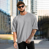 Lilideco New Fashion Ribbed Sports T-Shirts Mens Letter Embroidery Short Sleeve O Neck Tee Top Summer Casual Loose Tshirt Streetwear Male