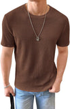 Lilideco Men's Round Neck Short Sleeve Waffle Knit Tee Summer Casual T Shirt Tops