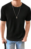 Lilideco Men's Round Neck Short Sleeve Waffle Knit Tee Summer Casual T Shirt Tops