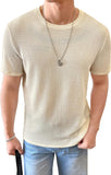 Lilideco Men's Round Neck Short Sleeve Waffle Knit Tee Summer Casual T Shirt Tops