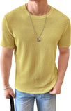 Lilideco Men's Round Neck Short Sleeve Waffle Knit Tee Summer Casual T Shirt Tops