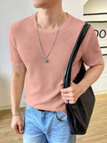 Lilideco Men's Round Neck Short Sleeve Waffle Knit Tee Summer Casual T Shirt Tops