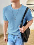 Lilideco Men's Round Neck Short Sleeve Waffle Knit Tee Summer Casual T Shirt Tops