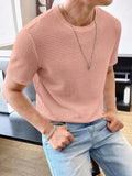 Lilideco Men's Round Neck Short Sleeve Waffle Knit Tee Summer Casual T Shirt Tops