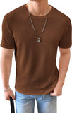 Lilideco Men's Round Neck Short Sleeve Waffle Knit Tee Summer Casual T Shirt Tops